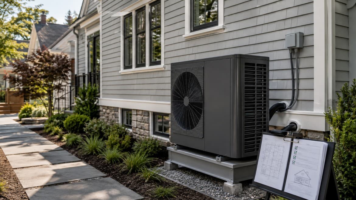 Written Mass Save rebate paperwork and heat pump equipment specifications reviewed at a Greater Boston home